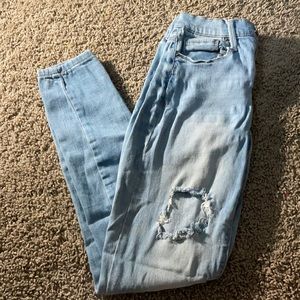 light blue high waist ripped jeans